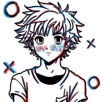anime boy with curly hair