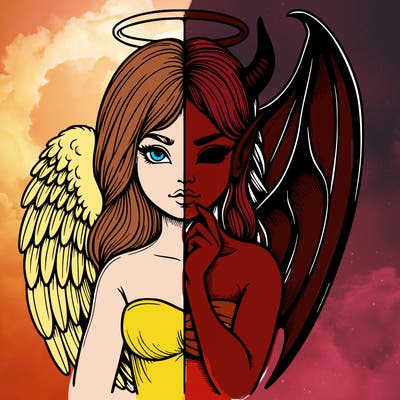 realistic angel half demon