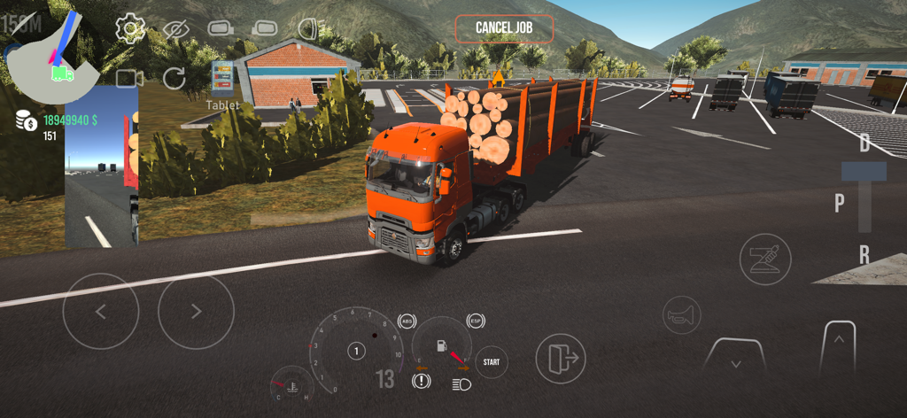 Nextgen: Truck Simulator - Jugabilidad de Nextgen Truck Simulator mostrando un camión naranja transportando troncos