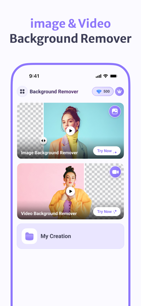 Photo & Video BG Remover - Interface of the Photo and Video BG Remover app showcasing AI background removal for images and videos