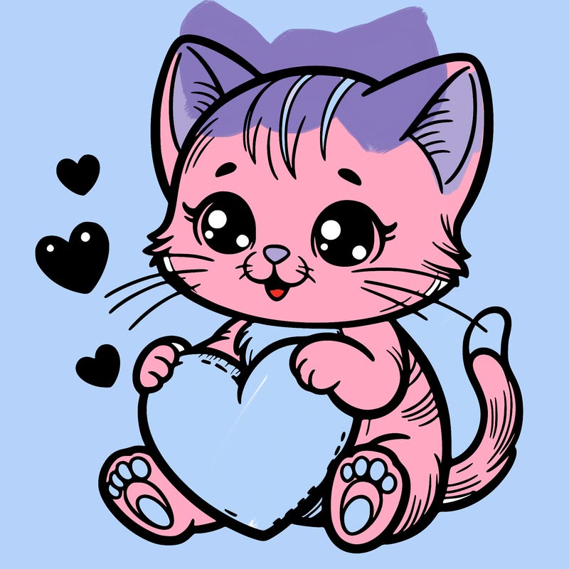 kitten holding a valentines heart