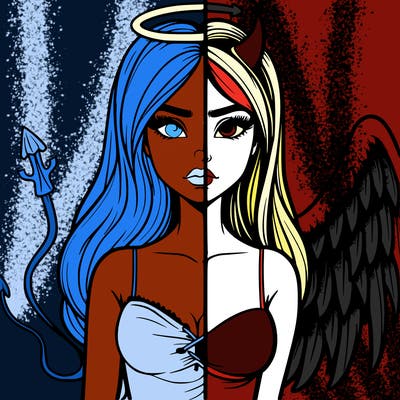 devil vs angel realistic girl