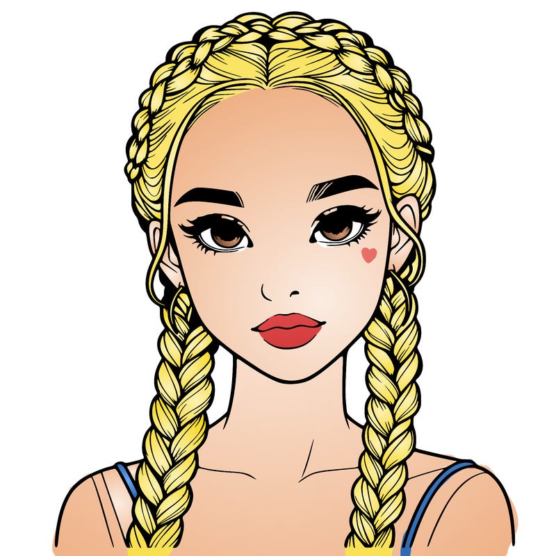 realistic girl with braids