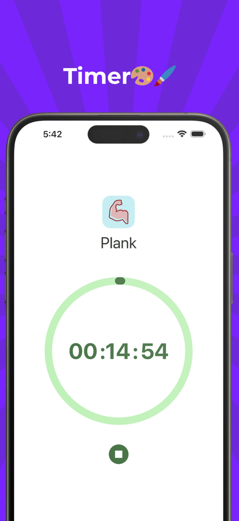 Habit Radar : Habit Tracker - Habit Radar app interface showing a countdown timer for a plank habit