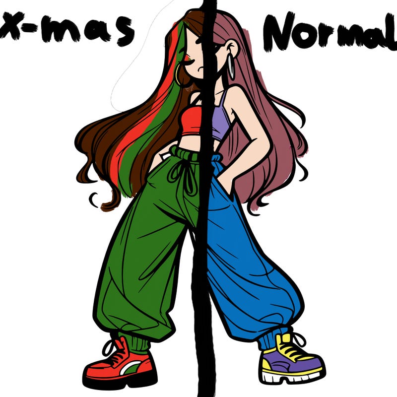 girl in baggy pants crop top and long hair