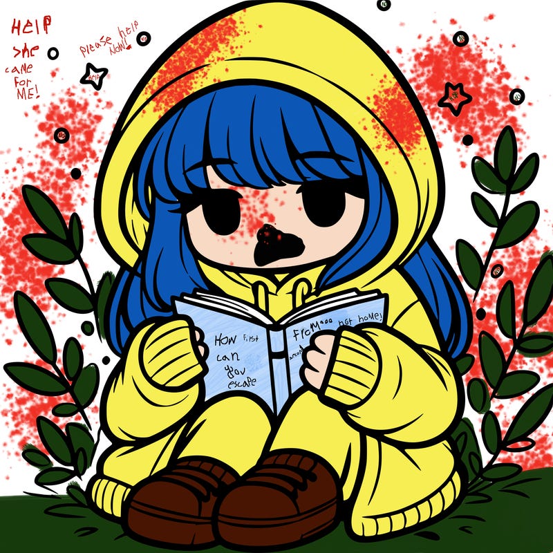 girl in oversized hoodie reading a book