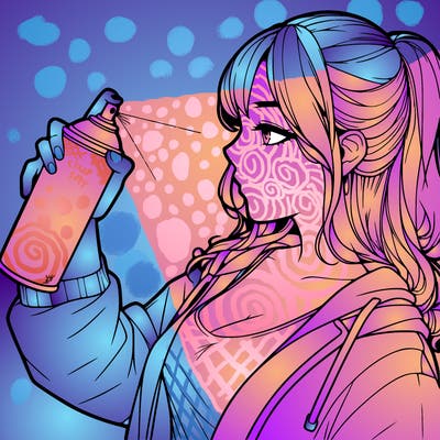 a realistic girl spray, painting