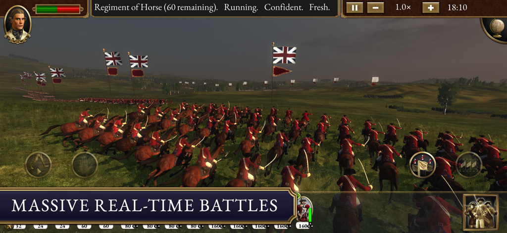 Total War™: EMPIRE - British cavalry regiment charging during a real-time battle in Total War Empire
