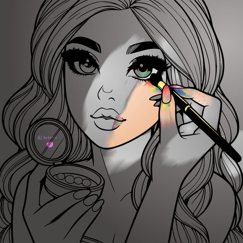 realistic girl doing makeup