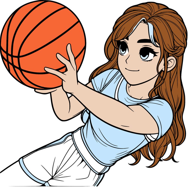 realistic girl playing basketball