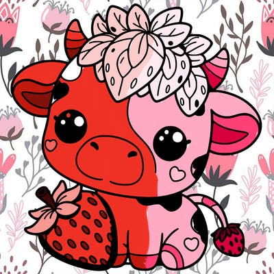 cute strawberry cow