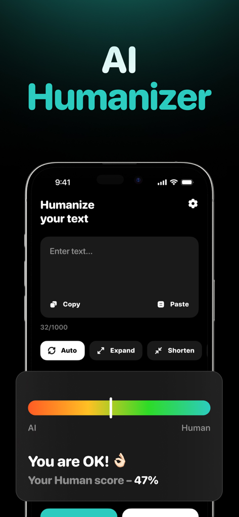 AI Detector & Checker - Detour - AIテキストの人間化と人間スコアチェックのためのDetourアプリインターフェース
