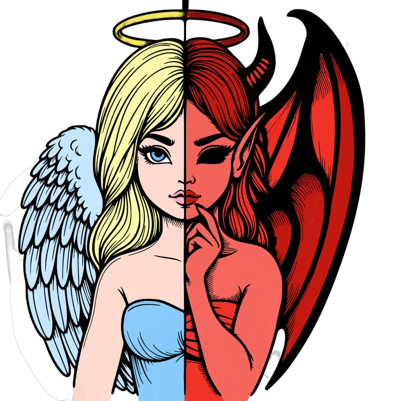 realistic angel half demon