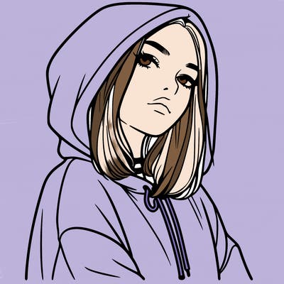 a realistic girl in a hoodie