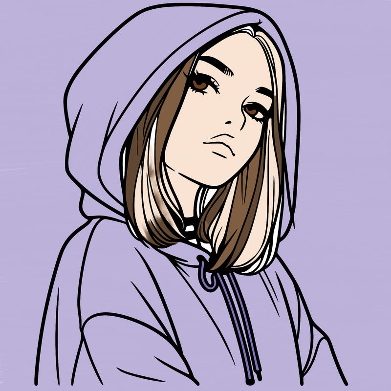 a realistic girl in a hoodie