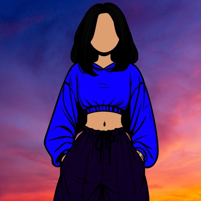 realistic girl faceless with baggy pants and a crop top