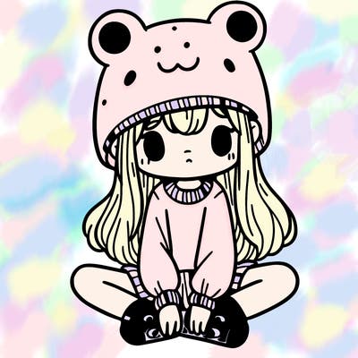 a girl wearing a frog hat and some frog socks