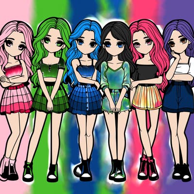 a group of girls realistic