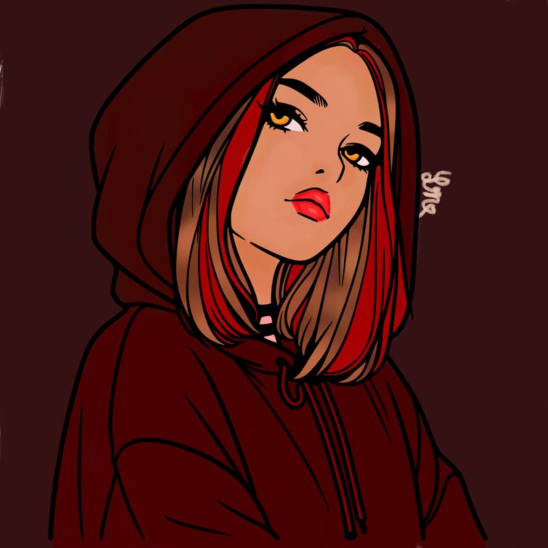 a realistic girl in a hoodie