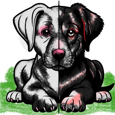 realistic dog split picture