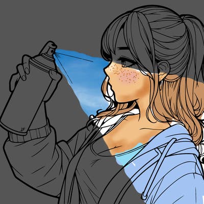 a realistic girl spray, painting
