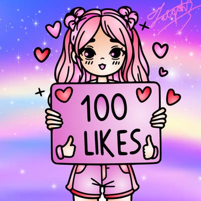 girl holding a sign saying 100 likes