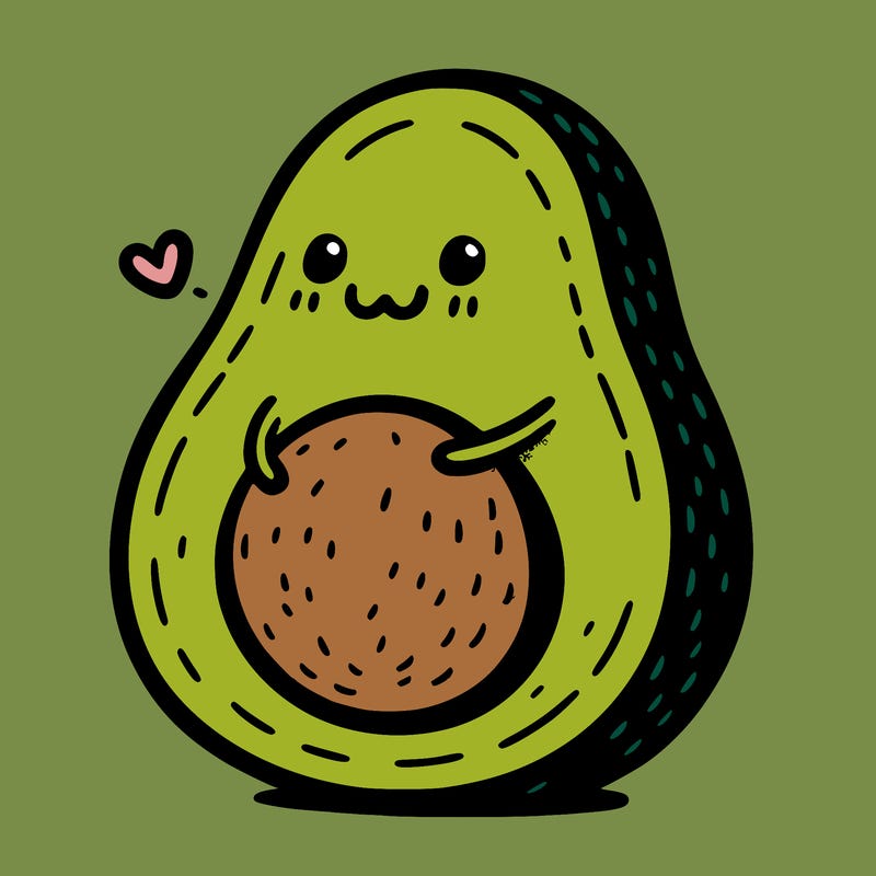 an avocado hugging an avocado