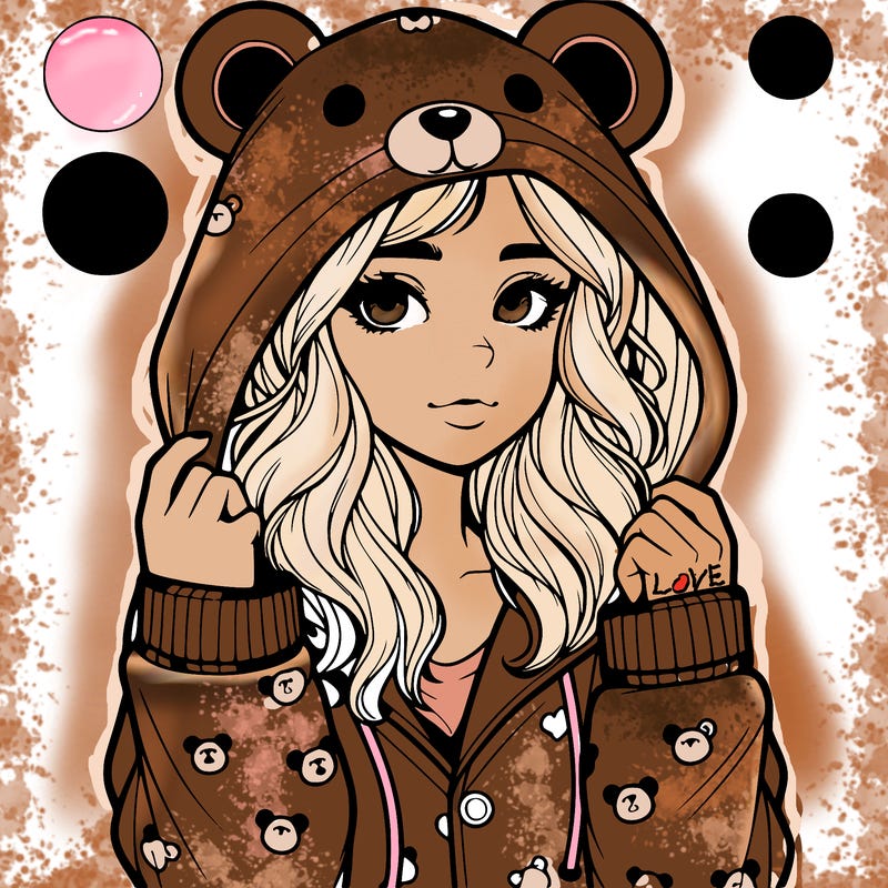 realistic girl in a animal pjs hoodie