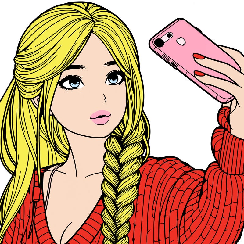 realistic girl, taking a selfie