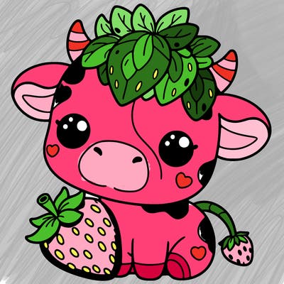 cute strawberry cow