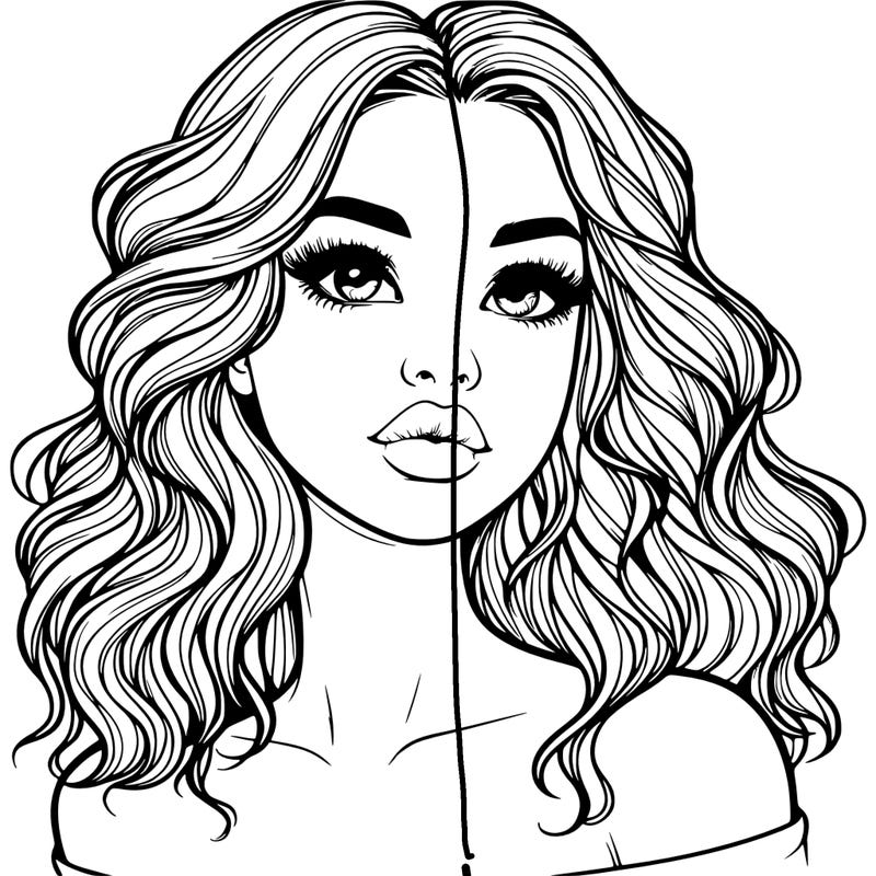 realistic girl with wavy hair and lips