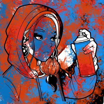 a realistic girl, spray painting