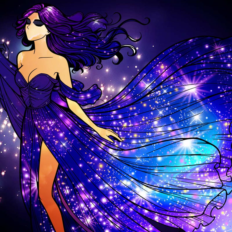 realistic woman in dress flowing the the wind