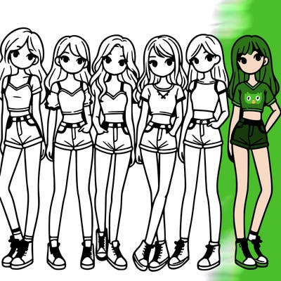 a group of girls wearing crop tops and shorts