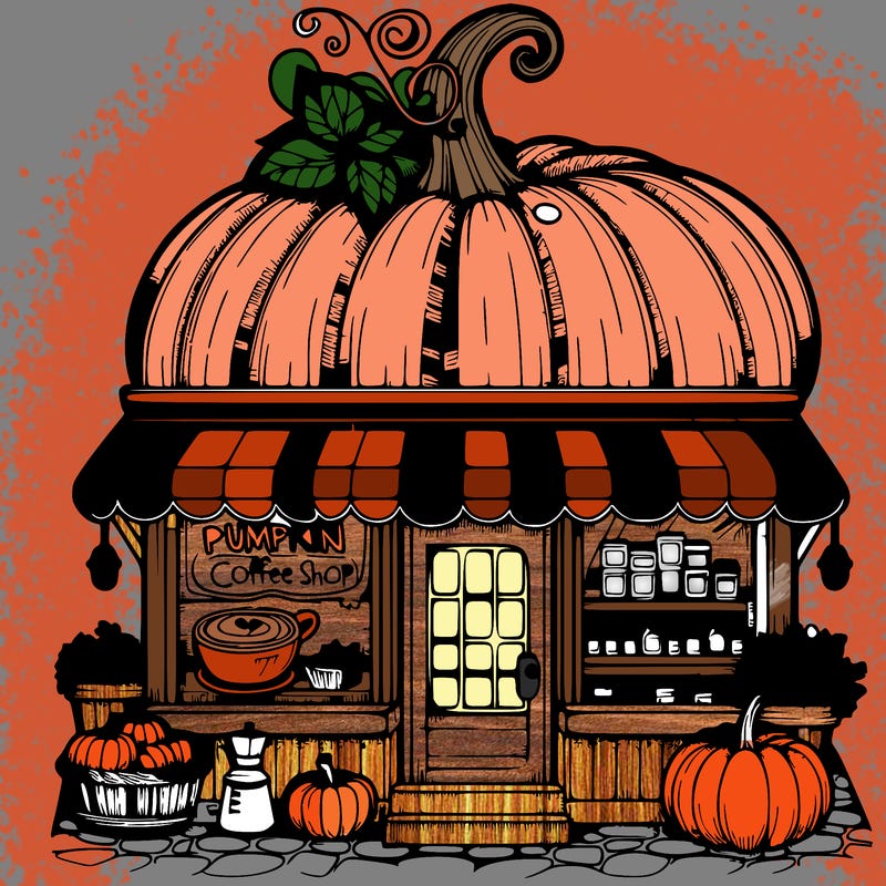 pumpkin coffee shop realistic