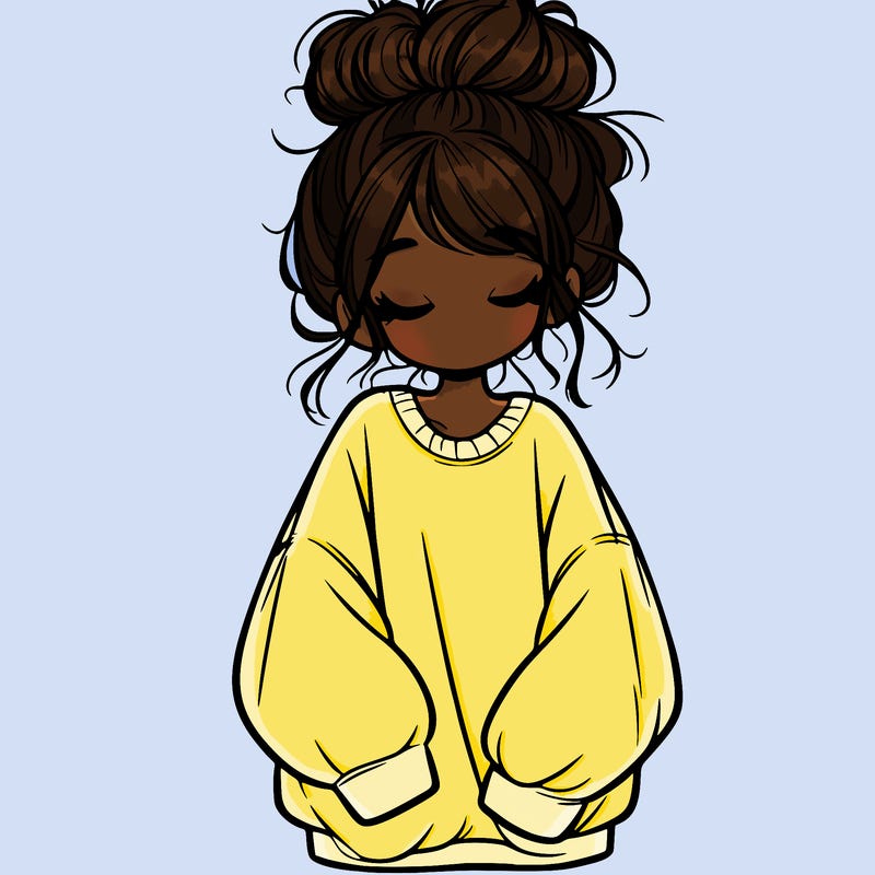 girl with baggy sweatshirt and messy bun