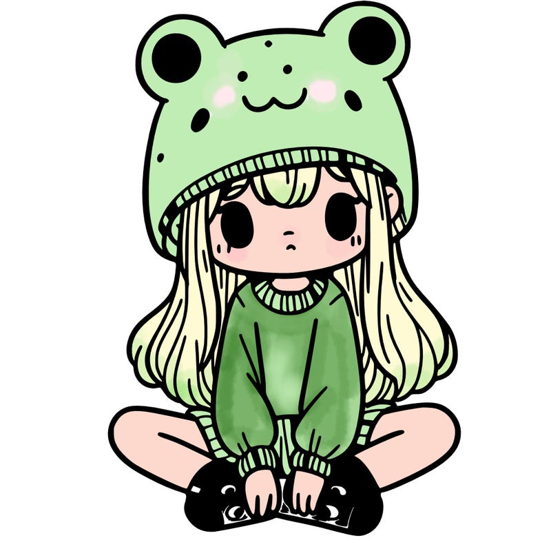 a girl wearing a frog hat and some frog socks
