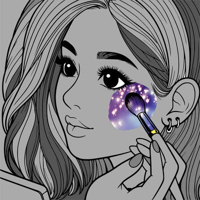 a realistic girl doing her makeup