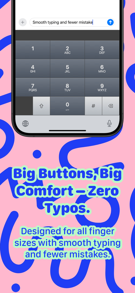 Retro Txt T9 Number Keyboard - Retro Txt T9 keyboard display with large buttons for zero typos on iPhone