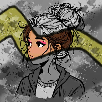 realistic teenage girl with a messy bun
