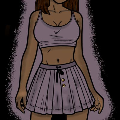 a woman wearing croptop and skirt