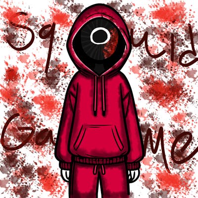 faceless girl in a tracksuit with a hood on and no hair