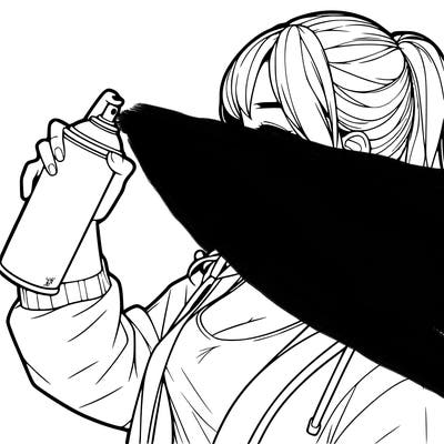 a realistic girl spray, painting