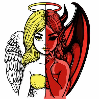 realistic angel half demon