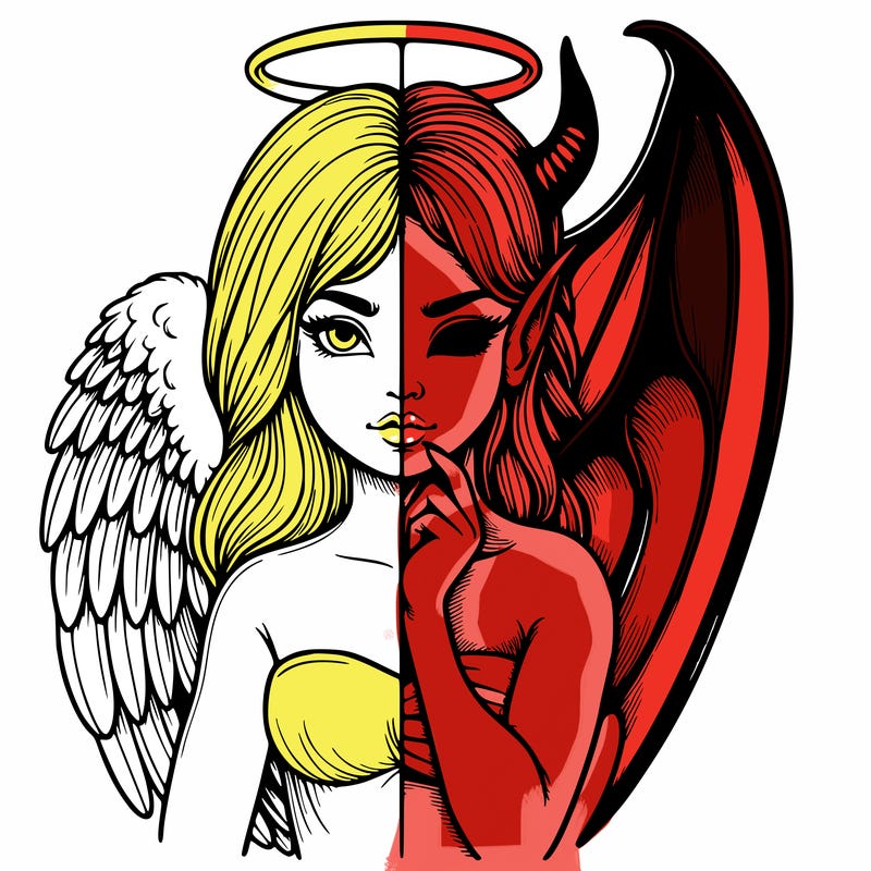 realistic angel half demon