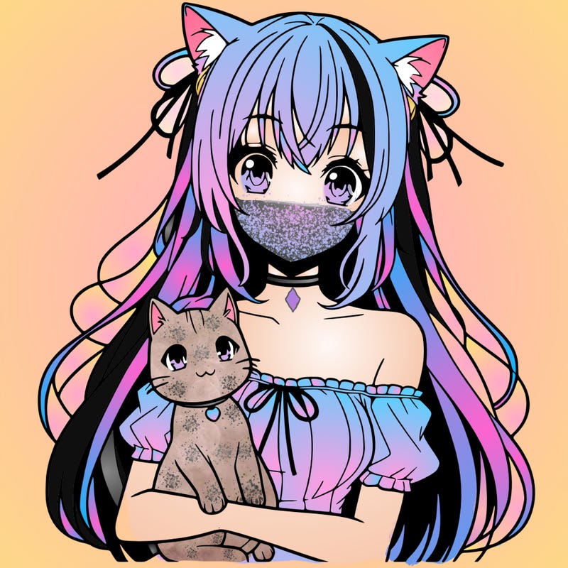 anime girl with cat