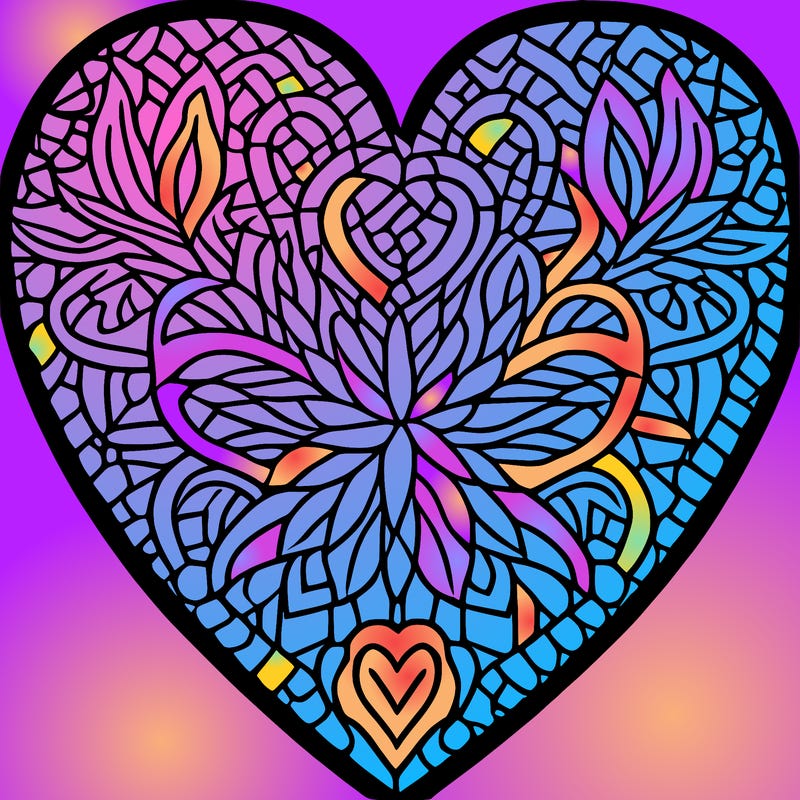 blue and purple hearts
