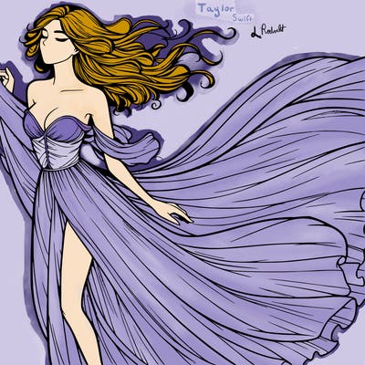 realistic woman in dress flowing the the wind