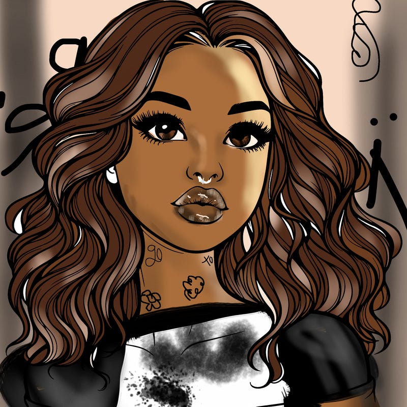 realistic girl with wavy hair and lips