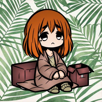 homeless cute,and sad ai girl